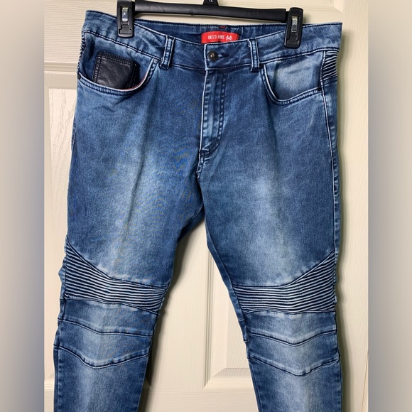 Ron Tomson | Leather Detail Moto Jeans - 32 - Picture 2 of 8